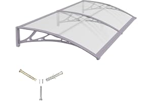 GGNEBAI Front Door Canopy Outdoor Awning 200x100cm,Window, Patio or Porch Rain Shelter with ABS Bracket,Polycarbonate Sheet, UV,Snow Protection