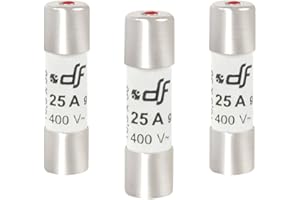 DEBFLEX Fusible électronique - Fusible céramique - Fusible avec voyant - Fusible voyant - Fusible 25A - Sachet De 3 Fusibles Avec Voyant 10,3X38 25 Ampères - Deblex 715686