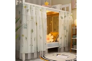LONTG Bettvorhang Hochbett Etagenbett Betthimmel Schlafsaal Studentenwohnheim Bettzelt Bettumrandung mit Organza Privatsphäre Verdunkelung Vorhang Kinderzimmer Kinderbett Spielzelt Schlafzelt 2 x 1.35 m