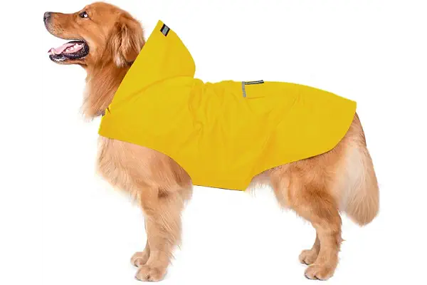 Impermeable para Perros con Capucha y Collar Agujero y Tiras reflectoras seguras, Ultra-Light Transpirable Impermeable 100% Chaqueta para Lluvia por Zellar para medianos Perro de Raza Grande