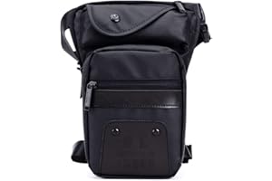 Hebetag Sac banane pour moto - Pour homme et femme - Pour voyage, sport, vélo, équitation, pêche, camping, randonnée, cuisse, banane - Noir