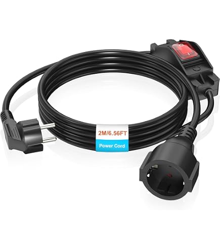 YINGAYOU Rallonge Schuko Cable Courte 16A 250V Câble D'extension Schuko Court 2 AC Prise IP44 pour Utilisation Extérieure ou Intérieur (Gris, 1 m