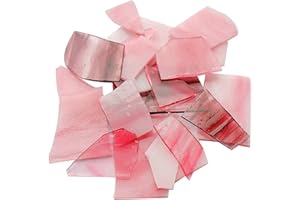 CLEST F&H DIY ACCESSORIES Clest F&H Mosaic Tiles,Pink Broken Glass Pieces for Crafts,Assorted Shapes Mosaic Tiles
