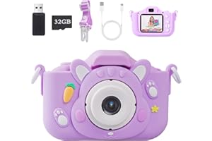 Voniobuy Macchina Fotografica per Bambini, Fotocamera Digitale 1080P con Schermo IPS 2.0", 44 Cornici Magiche e 5 Giochi Educativi - Regalo Perfetto per Ragazze e Ragazzi 3-12 Anni, Coniglio