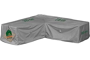 MEHR GARTEN Funda protectora para sofá esquinero de jardín | 315 x 315 x 80 cm | Poliéster tejido Oxford 600D, color: gris