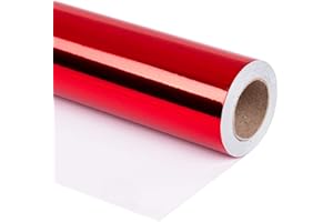 RUSPEPA Papier D'Emballage Rouge Métallique - Papier De Couleur Unie, Idéal Pour Les Cadeaux De Mariage, Anniversaire, Noël Et Baby Show - 76 CM X 10 M