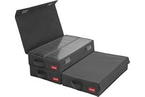 NUSWOR Stackable Cassette Tape Storage Box - Dust-proof Cassette Racks with Lid - Audio Cassette Holder Pack of 3- Holds 144 Cassette Cases - 16.34 x 9.25 x 3.4 Inches – Grey