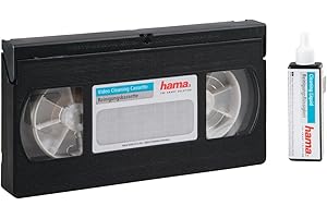 Hama Cassette de Nettoyage VHS pour MAGNETOSCOPE (Nettoyeur de tête vidéo lecteurs VHS/S-VHS/VHS-C/S-VHS-C, liquide de nettoyage inclus, Nettoyant de Têtes Vidéo - K7 nettoyage VHS) Noir