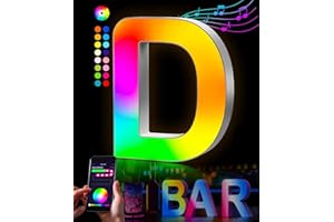 ‎KIMIMARA LED Buchstaben Lichter Alphabet - LED Brief Licht mit USB-Netzteil，APP-Kontrolle Musik Sync Dimmbar für Geburtstag Weihnachten Hochzeit Party Valentinstag & Festival Dekoration - Buchstaben D