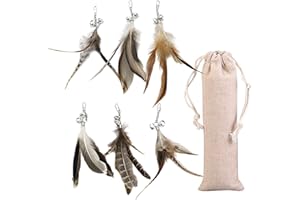 Goiern® Zestaw 6 sztuk piór i 1 worek do przechowywania, zapasowa zawieszka z piórami dla kotów, zabawka dla kota