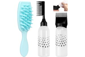 EACHPT Aplicador Aceite pelo,pack de 3 botes Aplicadores para Cabello,Aplicador de aceite capilar con escala graduada,Con cepillo para champú,Botella aplicadora de peine para raíces