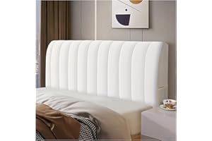 GOFOHIMI Velvet Bed Headboard Slipcover for Queen, King, Twin Size Beds - Quilted Dustproof Protector, White, 150CM