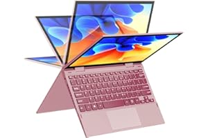 Amita Yoga 10.95'' 2 in 1 Pink Mini Laptop with Touchscreen,FHD Display, 12th Gen N95 CPU (Up to 3.4GHz),16GB DDR5 RAM,1TB NVMe SSD,360° Rotatable Design,Type-C,BT,Wi-Fi,Backlit Keyboard (1TB)