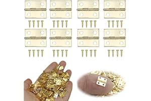 通用 Lxoraziy Małe mini zawiasy, składane zawiasy doczołowe, miniaturowe zawiasy do szafek meblowych z mosiężną przyczepką, do samodzielnego wykonania drewnianego pudełka na biżuterię, domków dla lalek,