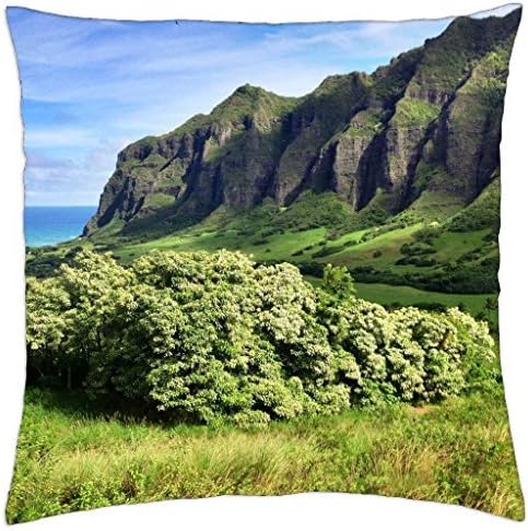 Kauai - Jurassic Park - Na Pali - Kalalau Lookout - Hawaii - Throw Pillow Cover Case (16" x 16")