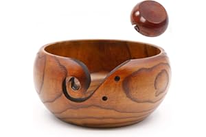 Holzsammlung Holz Garn Schüssel, Garn Aufbewahrungsschale Halter Handgefertigte Woll Schale für Garn Stränge, Häkelnadeln, Stricknadeln und Andere Kleines Zubehör, 5.9 Zoll #1