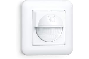 Steinel IR 180 UP Easy Interruptor-sensor de movimiento, compatible con bombillas LED, con detección de 180° y montaje en pared empotrable con conexión de 2 y 3 cables