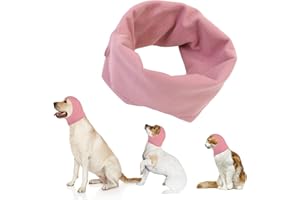 YANMUCY Dog Snood Ear Muffs for Hearing Protection, Hoodie Neck Warmer, Noise Reduction Pet Snood for Dogs and Cats, Bathing Grooming (Pink, L)