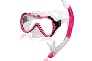 AQUAZON Capri Ensemble de plongée Libre de Haute qualité, Ensemble de Natation, Masque et Tuba avec Verre trempé, Tuba avec Semi Dry Top pour Enfants, Adolescents de 7 à 12 Ans