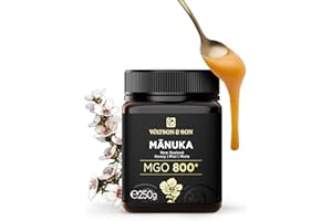 Watson & Son Miel de Mānuka MGO 800+ (250g) – Certifié 100% pur et brut – Mis en pot et scellé en Nouvelle-Zélande – Miel de Mānuka