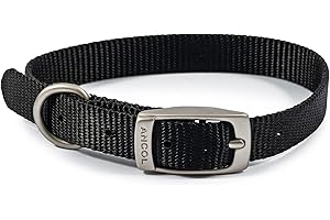 Ancol Viva Lightweight Dog Collar with Reflective Stitching - Black - Durable Weatherproof Poly Weave Pet Neckband - 35-43cm / Size 4