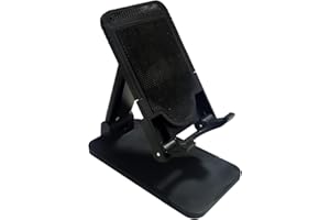 EUROXANTY Soporte para Móvil y Tablets | Soporte Móvil Escritorio | Regulable en Altura | Base Extensible | Almohadilla Antideslizante | Color Negro