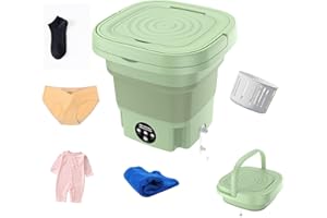 AFGSsm 8L Lavatrice portatile, Mini lavatrice per campeggio, Viaggi, Dormitori per biancheria intima, Vestiti per bambini -Verde