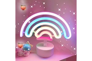 EAAERR Enseigne néon arc-en-ciel avec base, alimentation USB/piles, pour décoration de chambre, salle de jeux, bar, fête, enfants, cadeau de Saint-Valentin, Noël