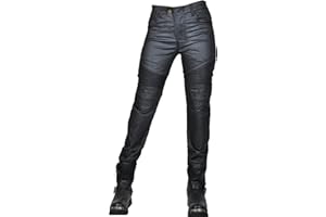 SHUOJIA Jeans da moto Pantaloni da moto rivestiti impermeabili Retro Slim da donna - Pantaloni da moto protettivi con per corse e guida motociclistiche (Black,4XL)