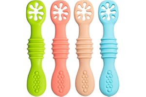 ‎BTRFE Baby-Löffel, Lernlöffel-Set, 100% extra weiches Silikon, BPA-frei, Fütterlöffel und Beißhilfe für Babys, Silikonlöffel für Babys und Kleinkinder, ab 4 Monaten, 4 Stück