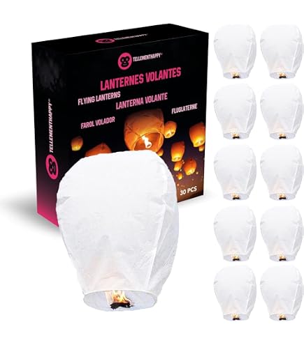 Lanterne Volante Sans Coulée Lot 12 Lanternes Volantes Biodégradables Dont 2 Cœurs - Fêtes Et Moments Romantiques Lanterne Cinesi Volanti Lanterne Volante Sans Coulée Lot 12 Lanternes Volantes Biodégradables Dont 2 Cœurs - Fêtes Et Moments Romantiques Lanterne Cinesi Volanti