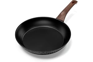 Innerwell Padella Antiaderente 24 cm, Padelle Induzione, Rivestimento Antiaderente Granito Professionale, Padella Omelette Ceramica, Senza PFOA, Atossica, Lavabile Forno, Lavastoviglie, Nero