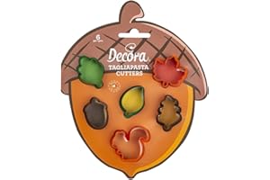 Decora 0255213 Set 6 Tagliapasta Mini Foglie Autunnali In Plastica, Il Kit Ideale per Creare Decorazioni in Pasta di Zucchero o di Gomma, Made in Italy, Design originale. Confezione da 6 pezzi.