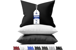 aboveBED Poszewka Na Poduszkę 50 × 50 Zestaw 2 – Poszewka Na Poduszkę 50 × 50 Czarna Z Zamkiem Błyskawicznym, 100 % Mikrofibra, Miękka, Oddychająca I Możliwa Do Prania