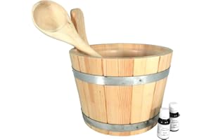 SudoreWell Set de sauna Seau de sauna, insert et louche plus 2x 15ml huiles essentielles