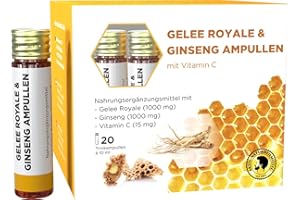 ‎AKTIV NATURHEILMITTEL WOLFGANG STICKLING AKTIV NATURHEILMITTEL Gelee Royale & Ginseng Ampullen | 20 Ampullen | 1000mg Gelee Royale + 1000mg Ginseng + Vitamin C
