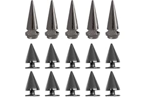 Nsiwem 150 Piezas Remaches Punk de Puntas Metal Remaches Negro Remaches de Metal Tachuelas con Pinchos Cono Picos con Tornillo para Bolsos Proyectos de Artesanía de Cuero 7×10mm 7×20mm