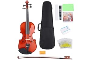 AMONIDA 1/8 Violine Kit, Professionelles Geige Set für Anfänger, Erwachsene und Kinder, Mit Koffer, Kolophonium und Saiten