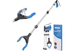 YAUNGEL Pinza Larga, Alcanzar Objetos 91cm Reacher Grabber Herramienta, 360 ° Cabeza giratoria para la Recogida de Basura, Pinzas Largas para Recoger Objetos para Ancianos (Azul)