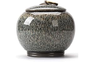Tmendy Cremation Urns Medium Size Ceramics Adult Human Memorial Ashes Urn, Ashes Pet Ash, Adult Coffin, Sealed Ceramic (Color : B)