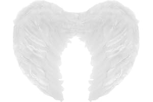 Lizzy | Angel Feather Wings Costume Accessory | White, One Size, Soft Feathers, Adjustable Straps | Lightweight, Comfortable, Reusable | Fancy Dress for Girls and Adults, Halloween, Cosplay