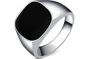 Jude Jewelers Stainless Steel Black Enamel Classical Plain Signet Ring