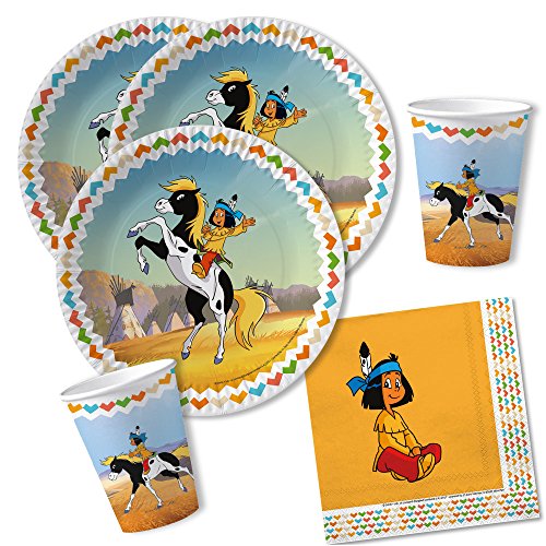 36-teiliges Party-Set - Indianer Yakari - Teller Becher Servietten für 8 Kinder