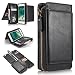 Produktbild iPhone 6S Plus Hülle, iPhone 6 Plus Hülle, Gift_Source [ Schwarz ] Leder Phone Case Hülle Brieftasche mit Kartenfächer [Geldscheinfach mit Reißverschluss] Premium Börse Tasche mit abnehmbaren Magnet Handy Schutzhülle für iPhone 6S Plus/6 Plus