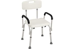 HOMCOM Adjustable Shower Chair, Shower Seat, Portable Medical Stool with Adjustable Back and Armrest for Mobility