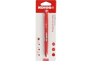 Kores - Bolígrafo Borrable Rojo BG5, Tinta Gel, Punta 0,7mm, Retráctil, Grip Ergonómico, No Mancha, No Daña Papel, No Deja Restos de Goma, Perfecto Material Escolar y de Oficina