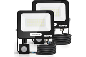 Aigostar 30W Faretto LED da Esterno con Sensore di Movimento，2 pezzi，2750 LM，Bianco Naturale 4000K，IP65 Impermeabile Faretti Led per Interno，Giardino， Cortile，Patio，Garage