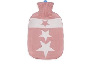 HW CASA Borsa Acqua Calda - Copertura Morbida a Maglia Premium - 2 L Grande Capienza - Boule Acqua Calda per Alleviare il Dolore, Schiena, Collo e Spalle per Calde Notti (Rosa)
