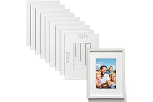 TXXATX 10 Pezzi Passepartout 18x24 cm Passepartout per Cornici Diametro Interno 9x14 cm Spessore di 1,5 mm Bianco per Cornici Foto Quadri Stampe d'Arte