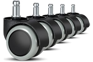 bürostuhl rollen(5er Set) - 11 MM /22 MM Ersatz-hartbodenrollen für Gaming-Stühle, Drehstühle, rollen für bürostühle zum Schutz des Bodens, ideal für Parkett-, Laminat-, Fliesen- und Steinböden, Grau